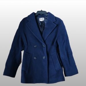 ROUJE Double-Breasted Wool Blend Hippolyte Pea Coat Jacket Navy 38